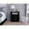 Gulches Nightstand, 19.9 Inch High, Black, 2 Drawers and 1 Open Shelf - 2 of 4