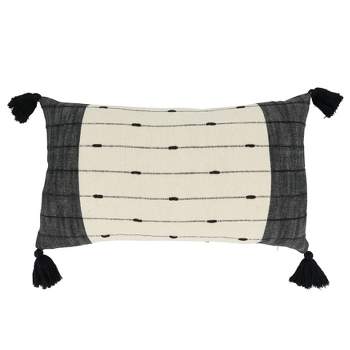 12"x20" Oversize Textured Zig Zag Woven Poly Filled Lumbar Throw Pillow - Saro Lifestyle