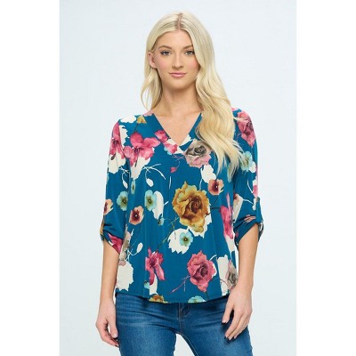 West K Women's Hollie Roll-tab Sleeve Blouse : Target