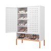 SKRAN Double Door Shoe Cabinet,3 Adjustable Compartments for Storage,Suspended Shoe Changing Compartment,Bottom 15cm Moisture-proof High Foot - 2 of 4