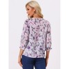 Allegra K Women's Floral Bow Tie Neck Vintage 3/4 Sleeve Blouse - 4 of 4