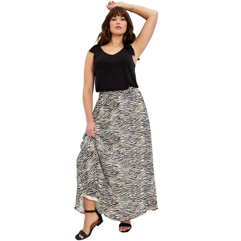 June Vie By Roaman s Women s Plus Size Georgette Ankle Skirt