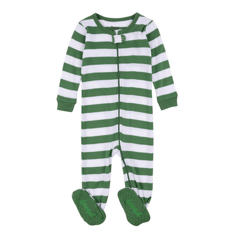 Leveret Kids Footed Cotton Striped Christmas Pajamas, 1 of 8