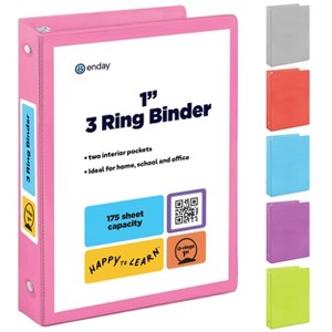 3 Ring Binder Clear View Cover with 2 Inside Pockets, Colored School Supplies Office and Home Binders – by Enday - 1 of 4