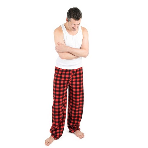 Leveret Mens Fleece Christmas Pants Plaid Black And Red Xl : Target