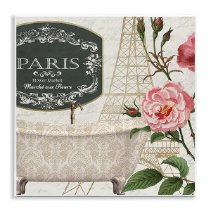 Stupell Industries Paris Flower Market Bath Tub, 12" x 12" - 1 of 4