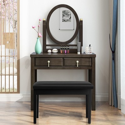 Elegant Solid Wood and Black PU Leather Double Duet Piano Bench with Storage