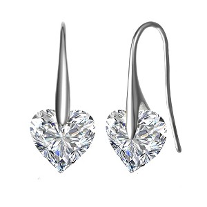 Guili Sterling Silver Heart Cubic Zirconia Earrings in White, 14K Yellow Gold, or Rose Gold Plating for a Romantic, Chic, and Elegant Look - 1 of 3