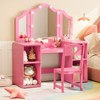 Princess Vanity Table & Chair Set for Girls with Tri-Folding Mirror, Touch Light Vanity Desk with Storage & High Back Chair - Gift for Girls - 2 of 4