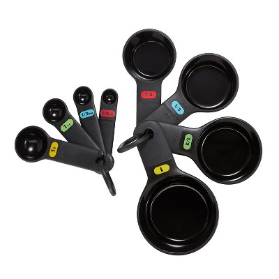 OXO Measuring Cups and Spoons Set: 10-Piece Black Teaspoon & Dry Measure Cups, Dishwasher-Safe, Lifetime Warranty