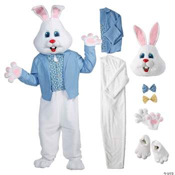 Morris Costumes Adult Easter Bunny Costume with Blue Jacket & Vest - One Size Fits Most - White