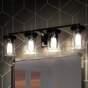 Urban Ambiance Luxury French Rustic Bath Vanity Light,  7.25"H x 33.25"W,  Midnight Black Finish, UHP3771 - 1 of 4