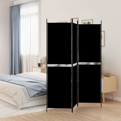 vidaXL 3-Panel Room Divider in Black - Versatile, Durable and Foldable Fabric Screen for Privacy and Sunlight Blockage