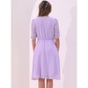 Allegra K Women's Metallic Stars Ruched Sleeve Elastic Waist V Neck A-line Dress - 3 of 4
