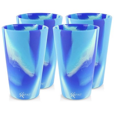Silipint: Silicone Pint Glasses: 4 Pack Arctic Sky - 16oz Unbreakable Cups