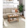 Homhougo Modern Farmhouse Coffee Table with Storage Shelf, 2-Tier Rectangular Center Table, Home Office Industrial Cocktail Tables - 4 of 4