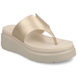 Journee Women's Carah Flip Flop Wedge Sandals - 1 of 4