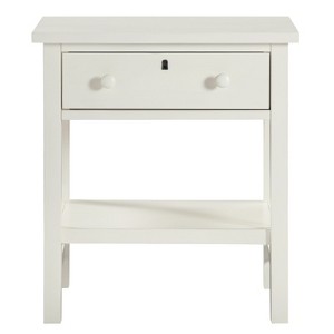 TiramisuBest 1-drawer Storage Nightstand,Antique White - 1 of 4