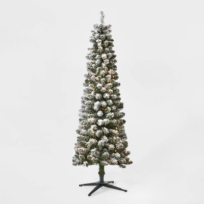 6ft Pre-lit Artificial Christmas Tree Flocked Alberta Spruce Clear Lights - Wondershop™