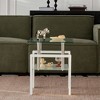 Lirago 2-Piece Tempered Clear Glass Sofa Table-2-Layer Storage End Table with Modern Waterfall Edge 17.71"W * 17.71"L * 20.47"H - 3 of 4