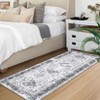 Vintage Floral Distressed Printed Area Rug Machine Washable Non Slip Stain Resistant Bodered Low Pile Ultra Thin Pet Friendly Carpet - 2 of 4