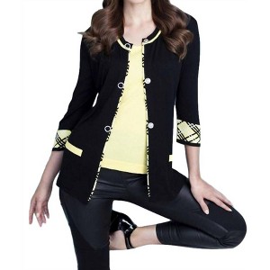 Women's Plaid Accent Cardigan - ANGEL - 1 of 2