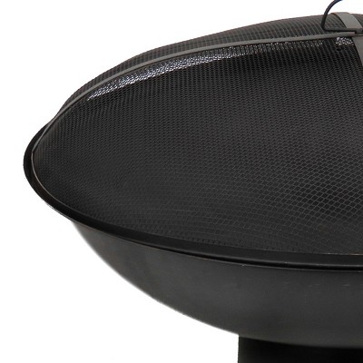 32" Black Cast Iron Fire Pit Bowl with Mesh Screen