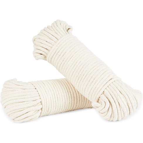 KOOMEDA 1/4 Inch 328 Feet White Natural Cotton Rope, Clothesline