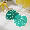 TOWN & COUNTRY PLAY In The Tropics Monstera Leaves Shaped Bath Mat, Absorbent Tufted Floor Mat, Machine Washable, Green, 20.4"x30.9" - 2 of 4