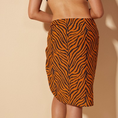 Shade & Shore Women's Sarong Cover Up Bottom - Shade & Shore™ Orange/Black S/M — фото 4