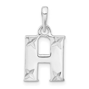 Black Bow Jewelry Sterling Silver, Sabrina Collection, D/C Block Initial  H Pendant - 1 of 4