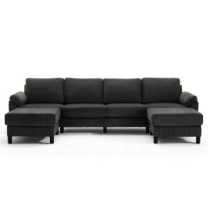 Beautyolove 6 - Piece Modular 116.5" U Shape Sectional Sofa With Removable Ottomans - 1 of 4