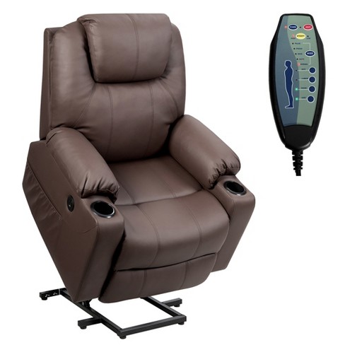 Brown Faux Leather Heated Zero Gravity Massage Chairs with