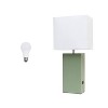 21" Lexington Leather Base Modern Home Decor Bedside Table Lamp with USB Charging Port and Fabric Shade - Lalia Home - 3 of 4