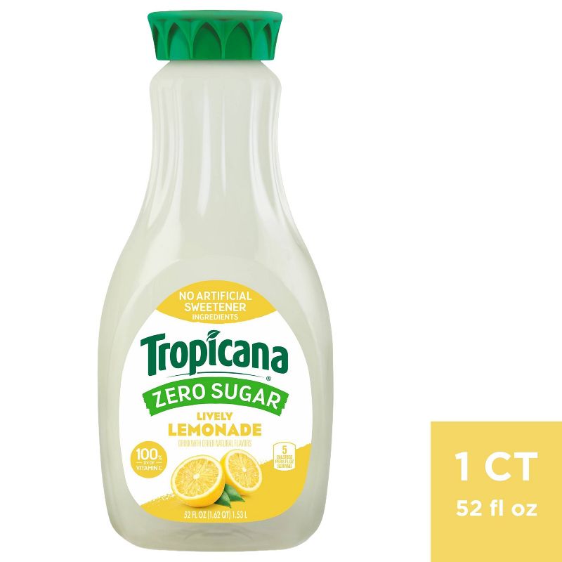 Tropicana Zero Sugar Lively Lemonade Drink - 52 fl oz, 1 of 4