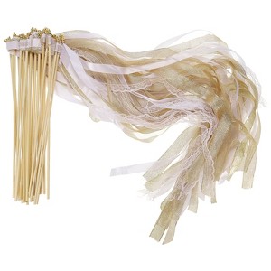 Unique Bargains Party Favor Wooden Handle Lace Ribbon Stick Fairy Wands 50 Pcs - 1 of 4