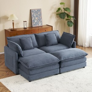NicBex Couches for Living Room 75.6" Modular Sectional Sofa Modern L-Shape Corduroy Upholstered Sofa Couch with Side Storage Pockets, Blue - 1 of 4