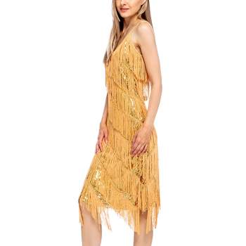 Anna-Kaci Women's Sequin Fringe Flapper Midi Dress