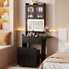 Small Vanity Desk with Mirror and Lights, Hidden Stool, Charging Station, Fold-up Panel - 3 of 4