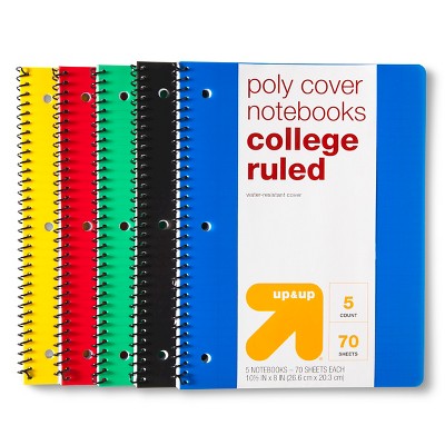 Photo 1 of 5pk 1 Subject College Ruled Spiral Notebooks - up  up