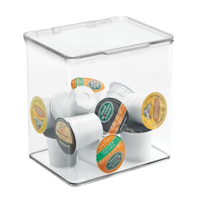 Clear Plastic Stackable Kitchen Pantry Organizer with Hinged Lid, 6 Pack