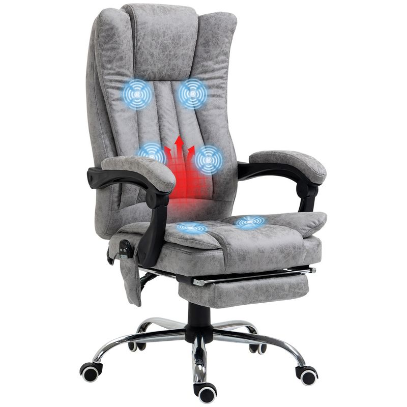 Vinsetto Microfiber Office Chair, High Back Computer Chair with 6 Point Massage, Heat, Adjustable Height and Retractable Footrest, 4 of 7