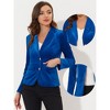 INSPIRE CHIC Women's Notched Lapel Vintage Office Button Front Velvet Blazer - 2 of 4