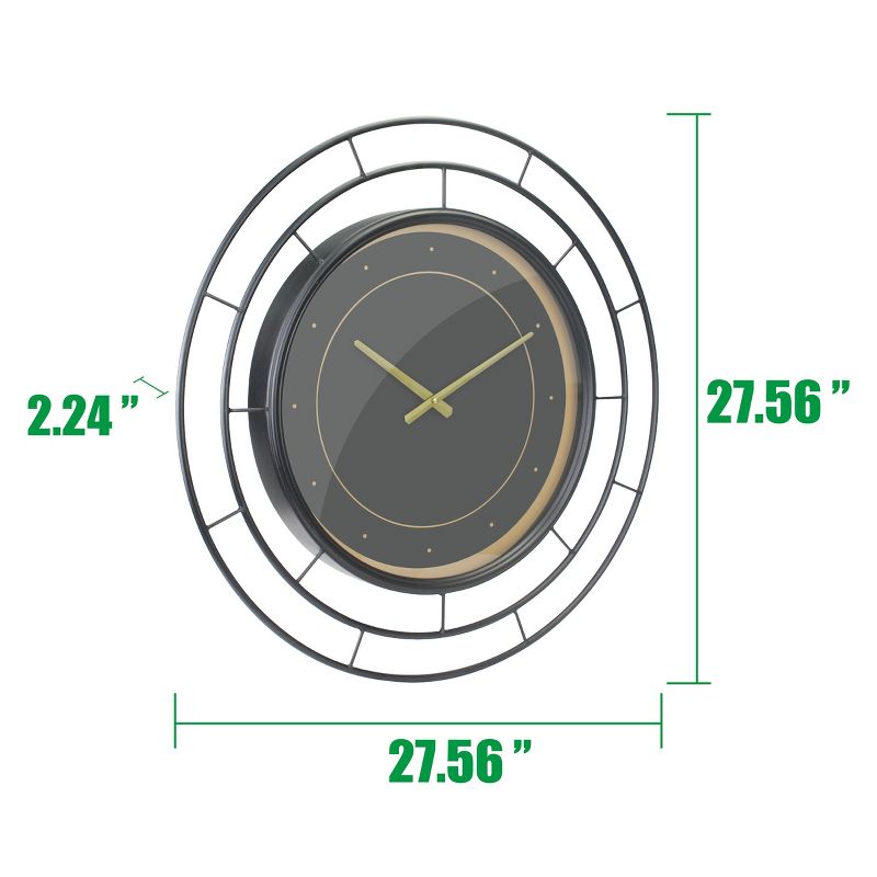 27.5&#34; Wall Clock with Concentric Wires Black/Gold - Stonebriar Collection, 5 of 8