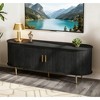 Fluted Side board, Buffet Cabinet, Tambour Sliding Doors Coffee Bar| TV Stand Power Outlet Media Console - 3 of 4