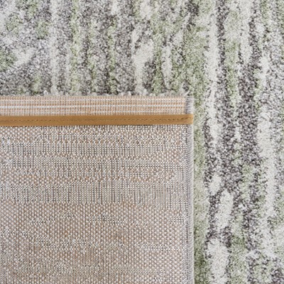 Gray and Green Abstract Hand-knotted Square Area Rug