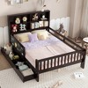 Bellemave Full Platform Bed with Chalkboard, Solid Wood Platform Bed with Storage Drawers and Shelves, Childlike Fun and Space-saving Design, Espresso - 3 of 4