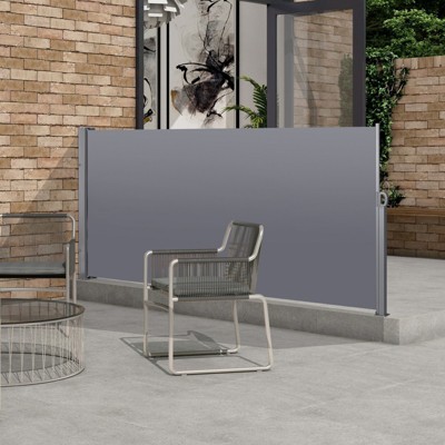 VisioGear Awnings, Retractable Side Screen Awning, Patio Privacy Screen for Garden, Balcony, Dark Grey, 118.1"*1.58"*63"