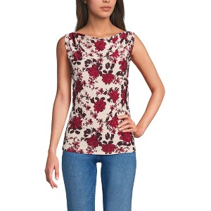 Lands' End Women's Sleeveless Silky Knit Drape Front Top - 1 of 3