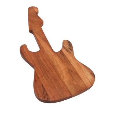 SEVOBAL Serving Platters Guitar Shape Funny Wood Cheese and Bread Board with Asymmetrical Modern Design for Cakes, Appetizers, Brown, 7.5"*18.75"*0.7"